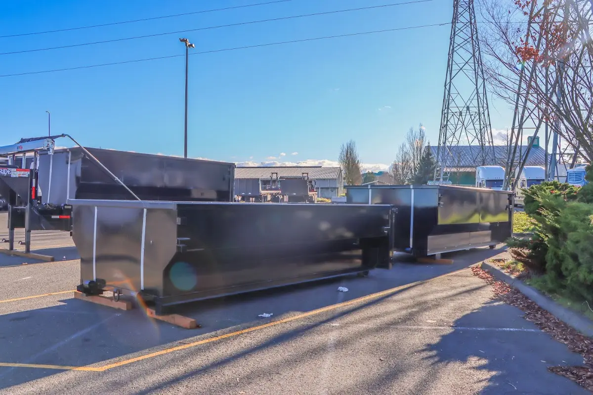 Roll-off dumpster ready for waste disposal at job site for Estate Cleanout Dumpster Rental in Woodway
